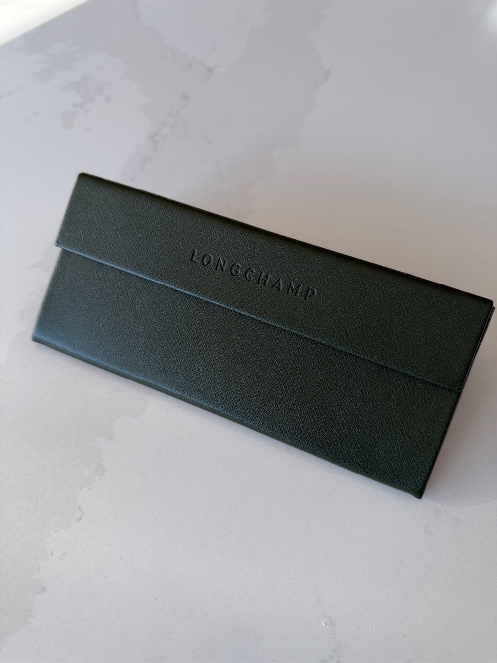 Longchamp Dark Green Fold-Over Sunglasses Case